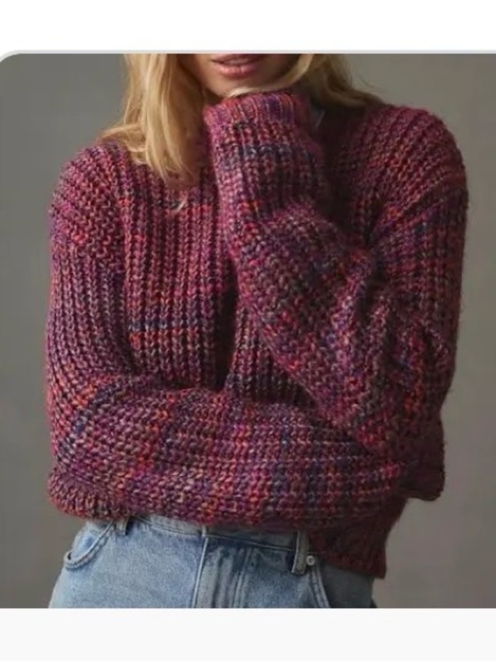 Anthologies Chunky Knit Sweater in Berry size Medium